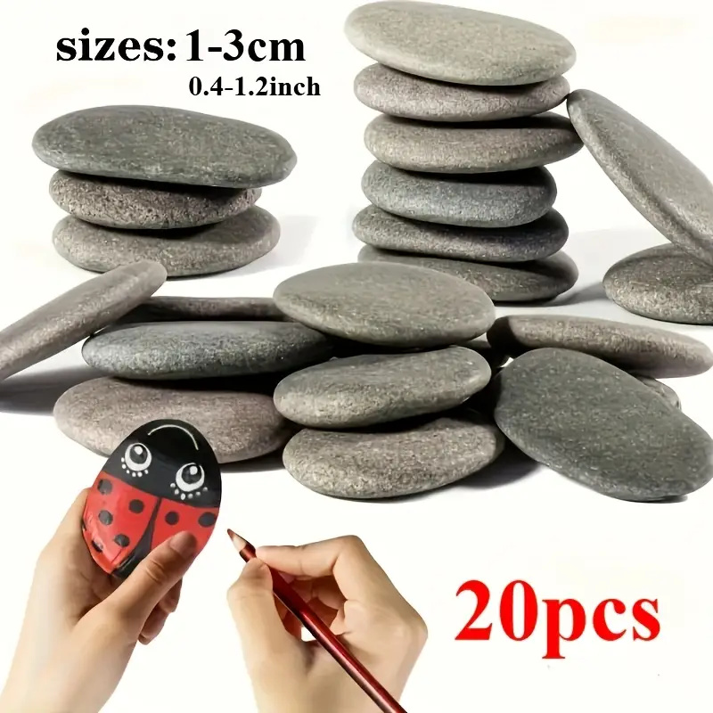 Marine Fish Tank - 20 ชิ้นธรรมชาติ River Rocks Smooth แบนหินสีเทา