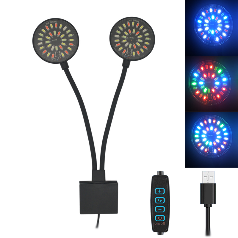Aquarium Marine Lights - USB พิพิธภัณฑ์สัตว์น้ํา ไฟ LED ถังปลาคลิปโคมไฟเต็มสเปกตรัมพืชเติบโตปรับความสว่างหรี่แสงได้ 360