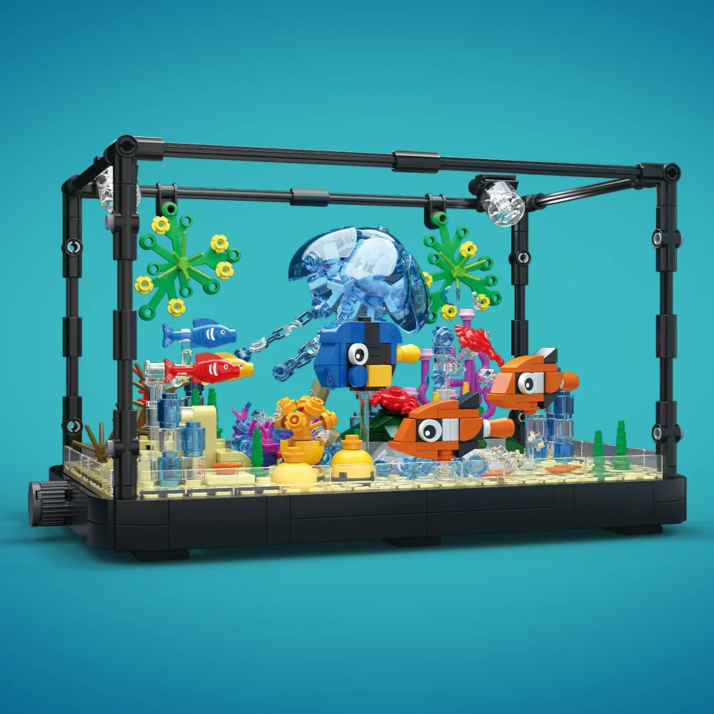 ชุดบล็อกตัวต่อตู้ปลาพร้อมไฟ，ตู - Ocean Aquarium บทวิจารณ์และราคา