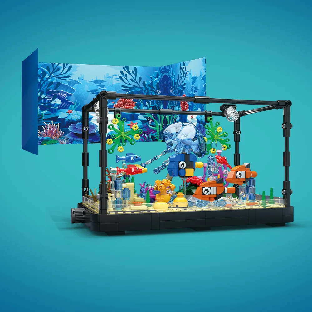 ชุดบล็อกตัวต่อตู้ปลาพร้อมไฟ，ตู - Ocean Aquarium บทวิจารณ์และราคา