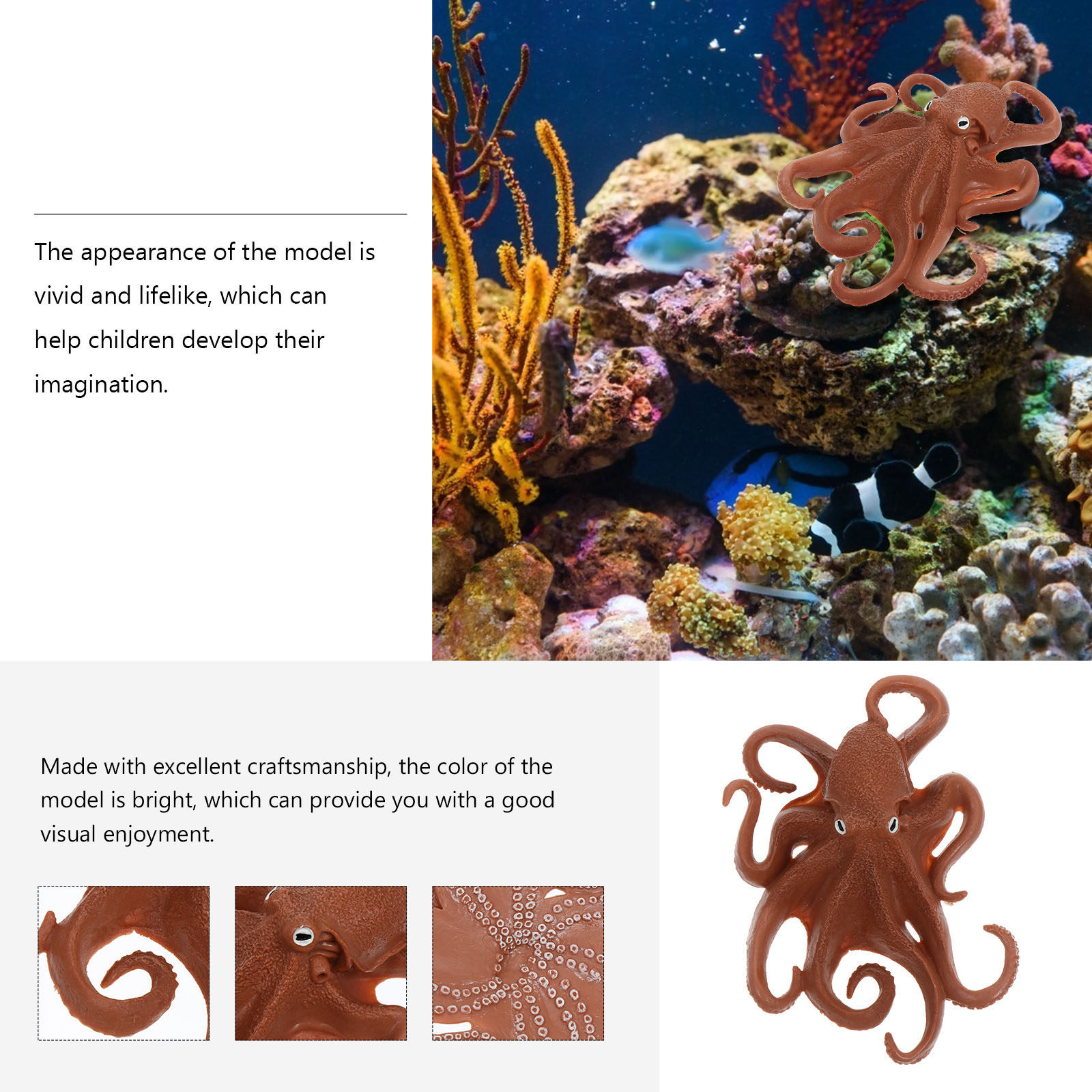 โมเดลปลาหมึกพลาสติกสมจริง ของต - Marine Aquarium บทวิจารณ์และราคา